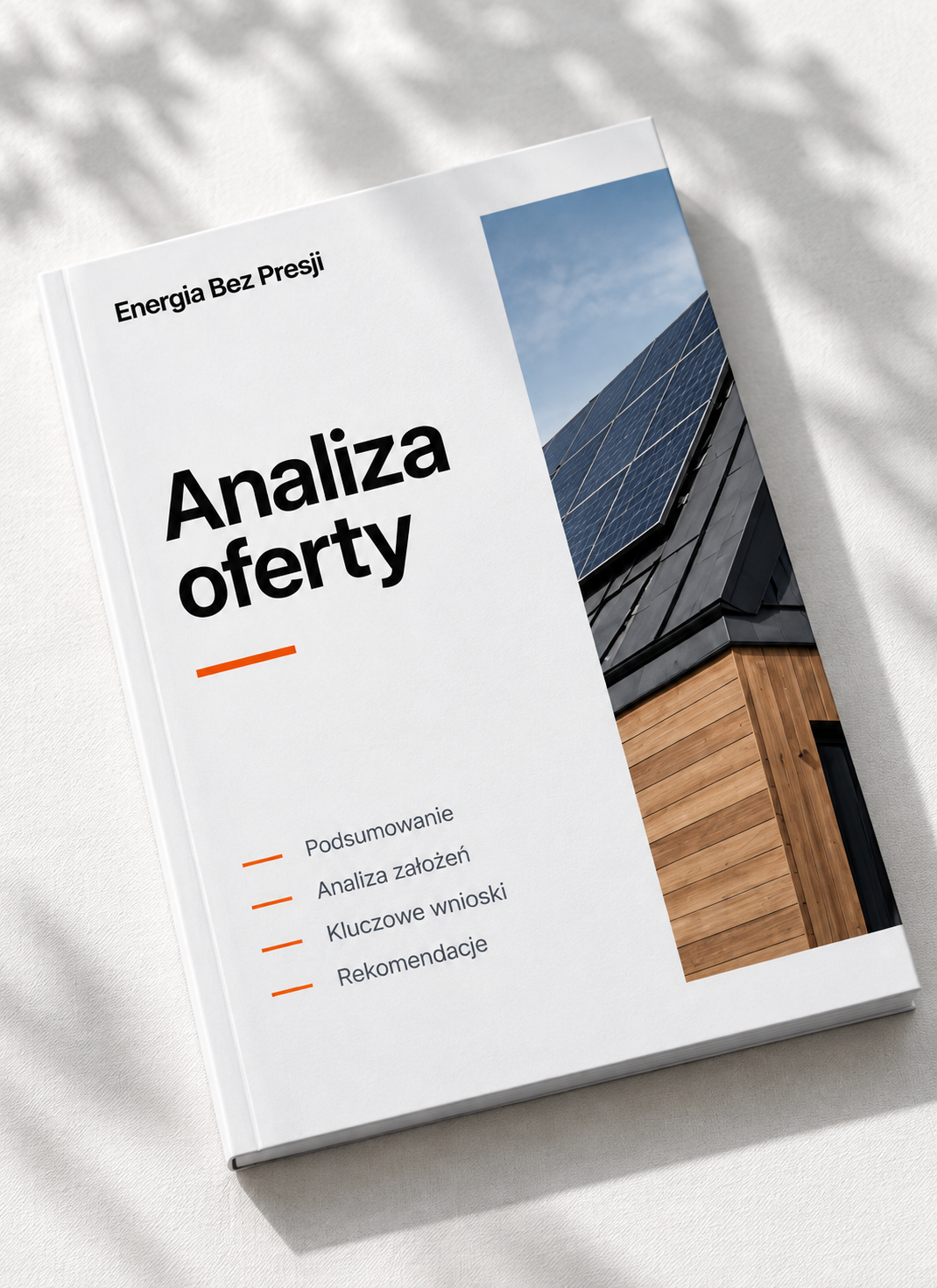 Wizualizacja przykładowego raportu Energia Bez Presji z okładką Analiza oferty